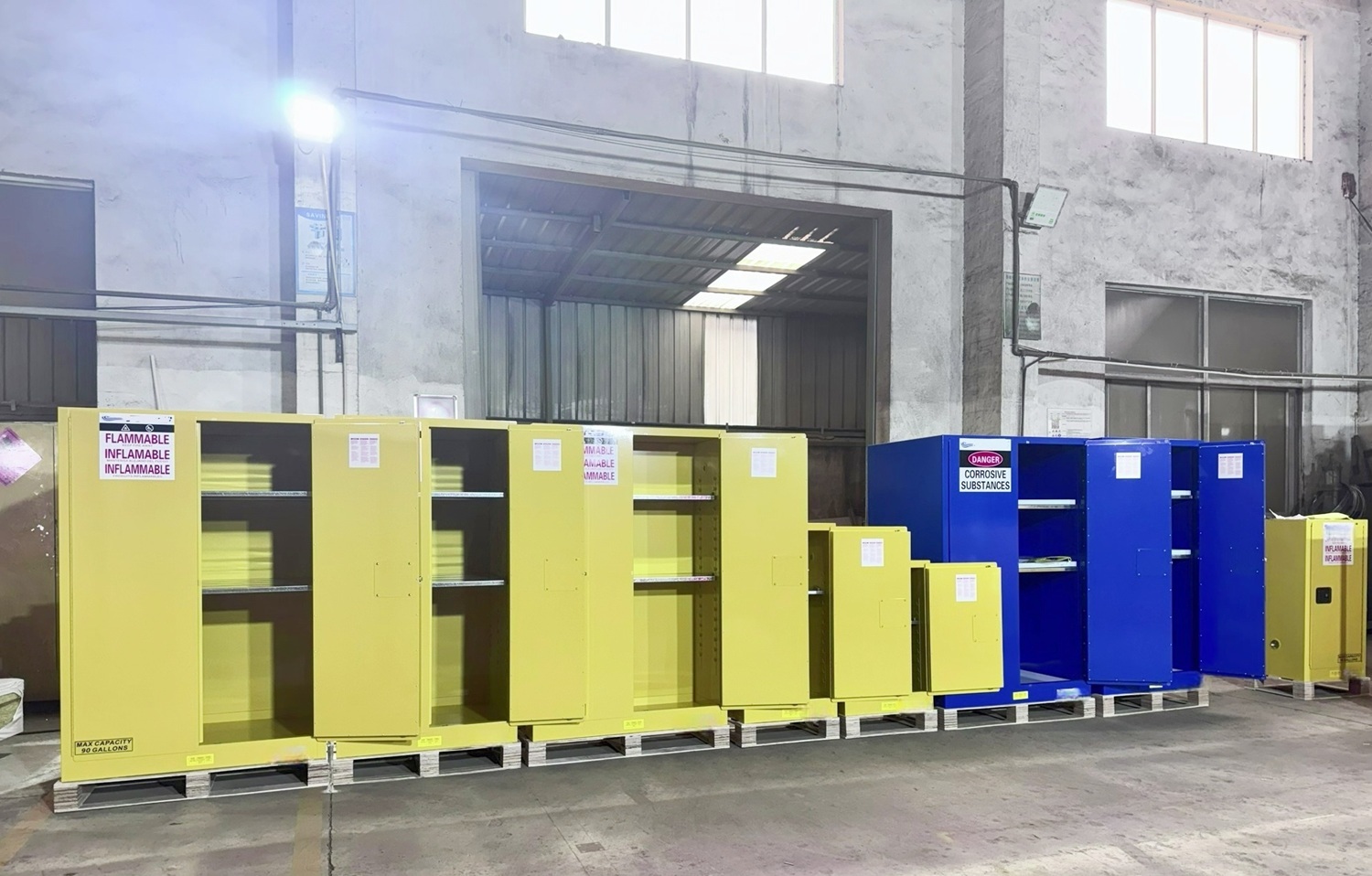 Laatste bedrijfsblogs Bulkproductie van industriële opslagkasten voor chemicaliën, voltooid met containerverzending gereed